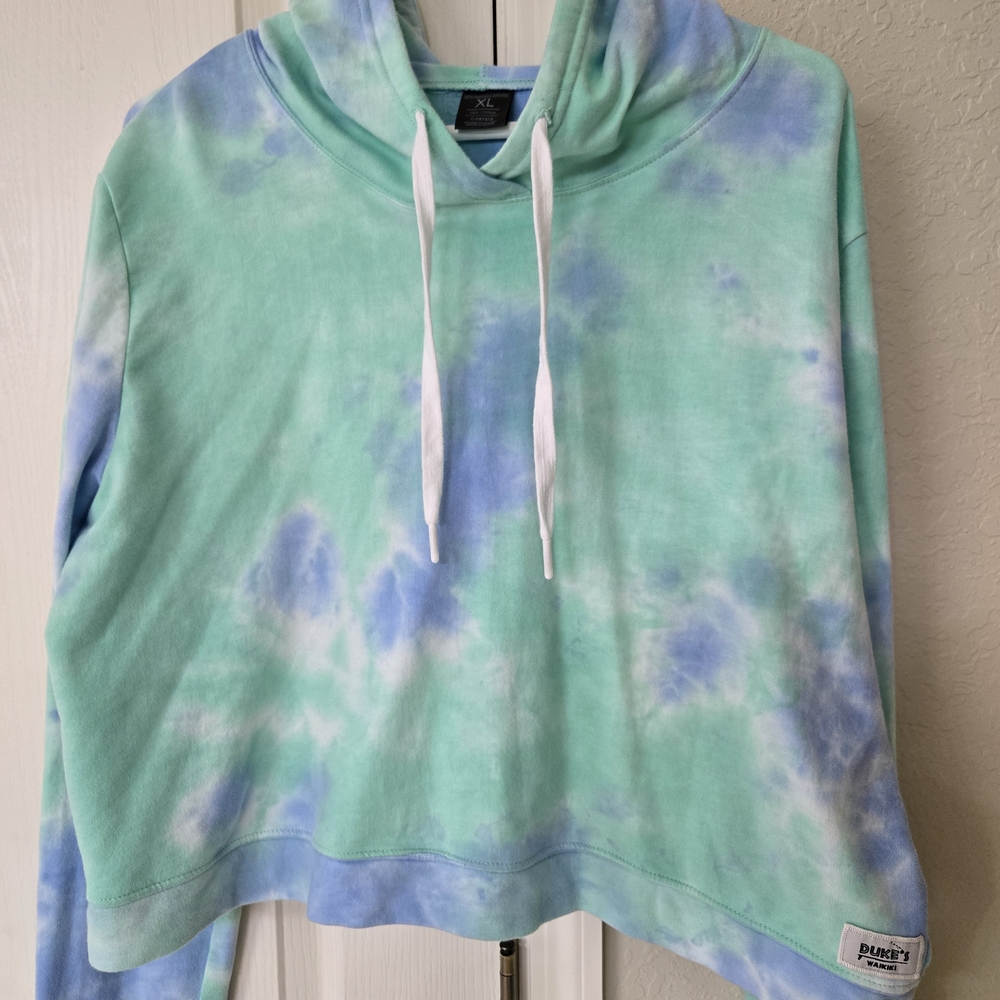 Duke's Waikiki Tie-Dye Hooded Sweatshirt - Green and Blue